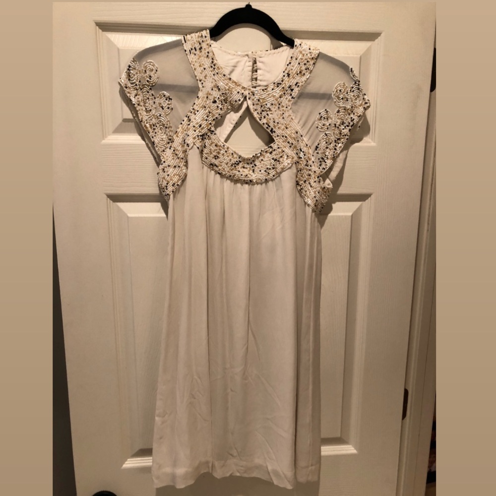 White Beaded French Connection Dress
